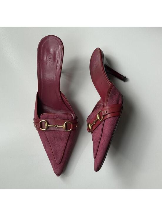 Gucci Shoes - Gucci Monogram Canvas Mules in Pink